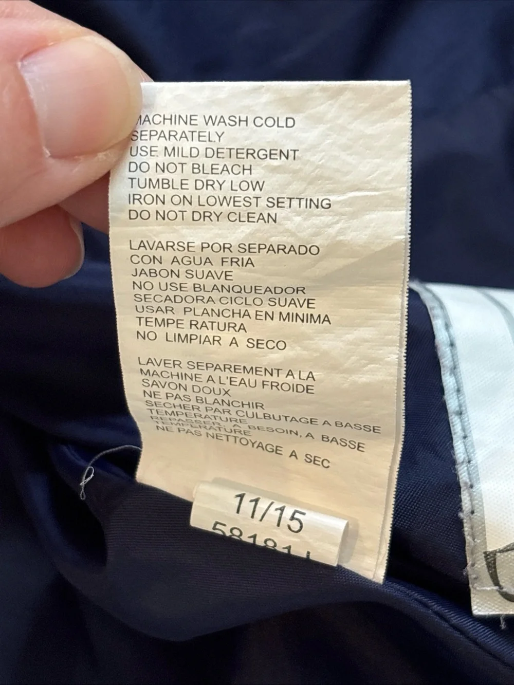 Rothschild Navy Blue Raincoat Jacket Double Breasted Button Scalloped Trim